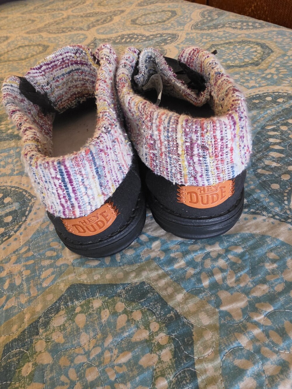 Hey Dude Wendy Fold Baja Womens 9 Black Multi Color Knit-Cuff - Picture 11 of 11